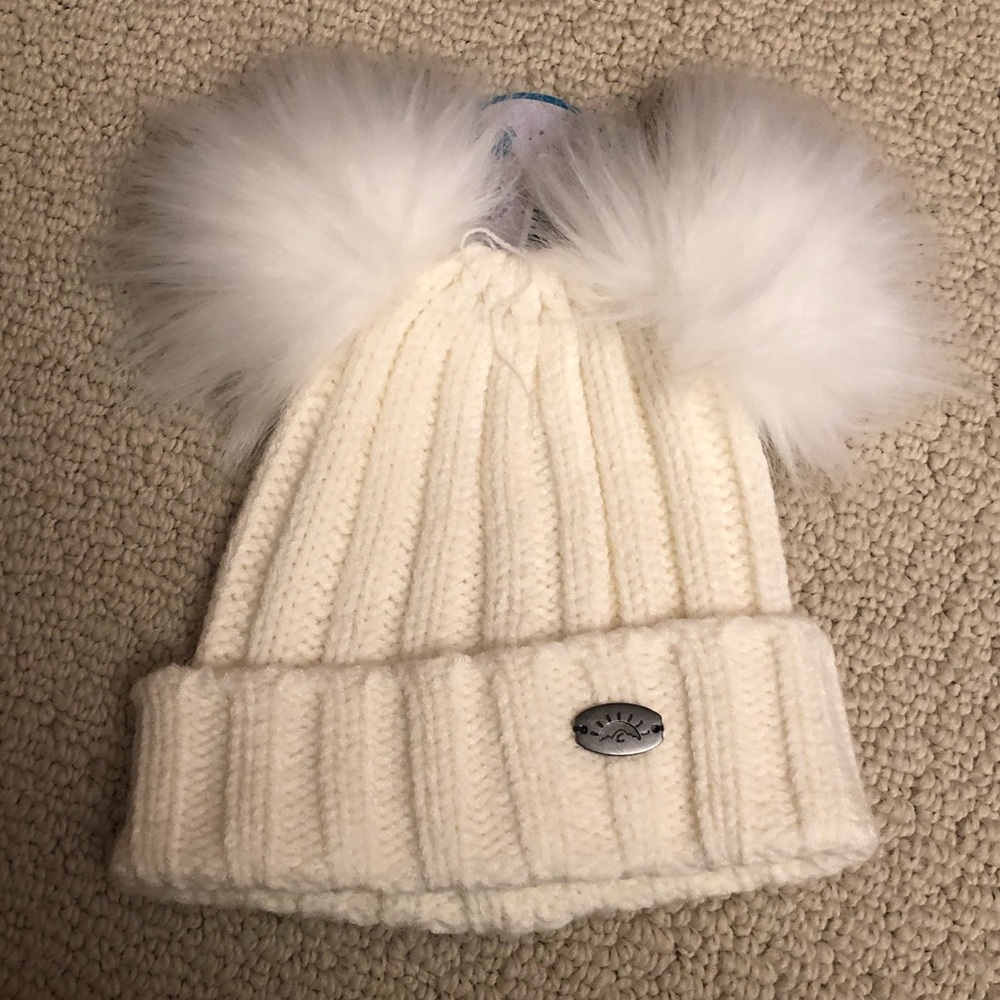 NWT CaliKids snow beanie with two Pom poms.